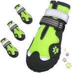 Dog Shoes, FISHOAKY Dog Shoes for Large Dogs, Anti Slip Dog Boots & Paw Protectors for Winter Snowy and Summer Hot Pavement, 4 Pack Dog Booties Waterproof for Medium Dogs with Green (Size 6)