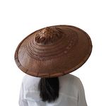 xihexi Handmade Bamboo Sun Hat Straw Hat Dia.18.5 Inches Depth 5 inches, Brown, One Size-XX-Large