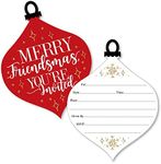 Big Dot of Happiness Red and Gold Friendsmas - Shaped Fill-in Invitations - Friends Christmas Party Invitation Cards with Envelopes - Set of 12