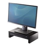 Fellowes Designer Suites Monitor Stand - 3 Height Adjustable Monitor Riser for Desk with Storage Space - Ergonomic Computer Stand for Laptops, Computers, iMac, PC, Notebook - Max Weight 18kg - Black