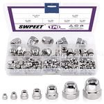 Swpeet 170Pcs 304 Stainless Steel Serrated Metric Acorn Cap Nuts Hex Dome Cap Assortment Kit, 7 Sizes - M3 M4 M5 M6 M8 M10 M12