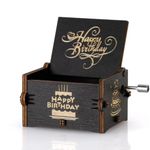 Zesta Adult Wooden Hand Cranked Collectable Engraved Music Box (Happy Birthday Black New)