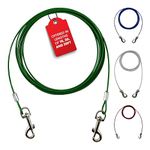 Zinco Dog Tie Out Cable – 20 Feet Long Dog Tether for Yard, Camping and Outdoor Places – Dog Leash Small Dogs up to 20 Lbs (Green)