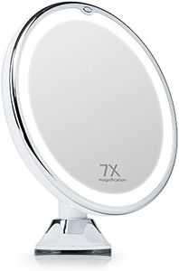 Fancii 7X Magnifying Lighted Makeup Mirror with Natural LED Lights, Locking Suction, Cordless Travel Vanity Mirror (Maya)