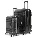 uppercase Bullet, Trolley Bag Set Of 2 (S+L) Cabin & Check-In Luggage, Hardsided Polycarbonate Printed Luggage, Anti-Scratch, 2000 Days Warranty (Black, 32 X 54 X 74 Cm, Spinner)