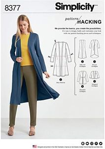 Simplicity Creative Patterns US8377A Misses' Knit Cardigan with Variations & Multiple Piece for Design Hacking Pattern, A (XXS-XS-S-M-L-XL-XXL)