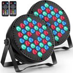 MOSFiATA 2 Pcs Par Lights, RGB 36 LED Stage Lights Sound Activated DMX Control, 7 Modes Disco Lights with Remote Control Stage Lighting, DJ Par Party Lights for Club KTV Disco Party (2 Pack)