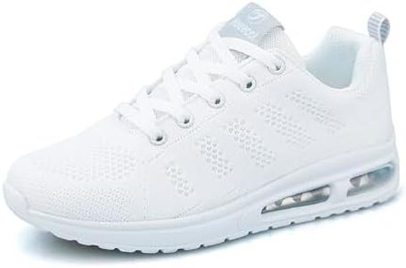 Femme Running Baskets Respirant Marche Running Chaussures Fitness Course Basses Athlétique Gym Mode Sneakers Blanc 39 EU