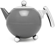 Bredemeijer 101003 Teapot Duet Bella Ronde 1.2L, Cool Grey Chrome, Chromium Fittings, Stainless Steel, 1.2 liters
