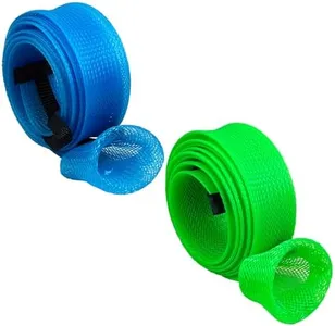 Meanhoo 2PCS Rod Sleeves for Fishing Poles – Braided Mesh Fishing Rod Covers for Spinning, Casting, and Fly, Elastic Lanyard, Durable and Travel-Friendly