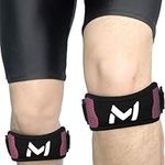 Patella Tendon Knee Strap Adjustable Band Knee Pain Relief Support Brace for Hiking, Soccer, Basketball, Baseball, Running, Tennis, Volleyball, Squats, Size for Men and Women, 2 Pack(Black Pink)