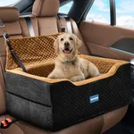 Aupures Dog Car Seat -Perfect Dog Car Seats for Large Medium Sized Dogs Under 56 lbs,Dog Booster Car Seat for Two Small Dogs with Adjustable Height,Pet Car Seat, Dog Car Carrier in Fabric(Black/Brown)