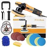 SHINEJACK Car Buffer Polisher, 750w Dual Action Polisher for Car Detailing, 9mm Long-Throw Orbital Polisher with 6-Speed Adjustable (2500-6500r)