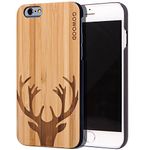 Wood Case for iPhone 6 / 6S Case Wood | Real Bamboo Deer Engraved Wooden Backplate with Polycarbonate Protective Bumper and Shock Absorbing Rubber Coating for Optimal Protection GOWOOD Canadian