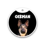 Pawsindia Personalized Aluminium Dog Name Tag, Customized Pet Id Tag For Dogs With Double Side Waterproof Print, German Shepherd-Black, 4 Cm X 4 Cm