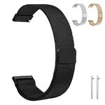 OFFCUP Metal Magnetic Watch Band, 22mm Metal Watch Straps, Mesh Woven Quick Release Watch Strap Adjustable Stainless Steel Replacement Straps with Magnetic Clasp, Smart Watch Wristbands (Black)