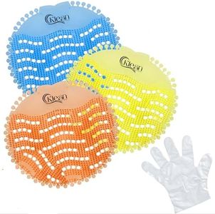 Urinal Screen Deodorizer (30 Pack) Scented Urinal Deodorizer (10 Ocean Mist+10 Orange+10 Lemon) for Restroom Urinals Disposable Gloves 30-Pack Urinal Mats Scented Urinal Screens Odor & Anti-Splash