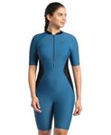 Speedo Women's Endurance Essential Panel Kneesuit Swimwear - Darkteal & Black