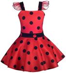 Dressy Daisy Little Girls Polka Dots Ladybug Dress Up Costume Birthday Halloween Christmas Fancy Party Outfit Size 5-6, Red