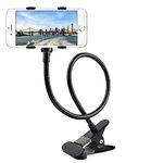 OUZEJ® Goosneck Long Arm Metal Lazy Mobile Phone Holder Mount Stand with Anti-Skid ABS Clip Portable Flexible Foldable Fit for Universal Smartphones Size Upto 6.0"