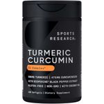 Sports Research Turmeric Curcumin C3 Complex 500 Mg with 95% Curcuminoids,Bioperine and Organic Virgin Coconut Oil. 120 Capsules