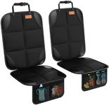 SMART ELF Car Seat Protector, 2Pack Seat Protector Protect Child Seats with Thickest Padding and Non-Slip Backing Mesh Pockets for Baby and Pet,Sedan SUV Truck (Black)