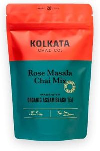 Kolkata Chai Rose Masala Chai mix, 100% Organic Black Tea, Makes 20 cups, Premium loose leaf tea and spice blend, All Natural, 4.23 oz