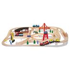 Melissa & Doug Wooden Railway Set, 130 PiecesWooden Train Set for Toddlers Ages 3+