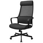 MELOKEA Ergonomic Office Chair - High Back, Breathable Mesh Lumbar Support, Height Adjustable High Elastic Headrest - Ideal for Home Office Work - Desk Chairs Widened and Enlarged (Black)