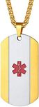 PROSTEEL Steel Medical Alert Necklace Gold Toned Red Symbol Chain Men