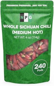 NPG Dried Sichuan Red Chili Peppers Whole 4 Ounces, Medium Hot, Capsicum Annuum Used in Mexican, Chinese, Thai Dishes, Premium Szechuan Dried Red Chilies for Chili Oil, Paste, and Sauce
