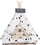 Pet Teepee for Dogs/Puppy and Cats with Thick Cushion Portable 24in Pet Tent with Blackboard Pet Houses Bed for Small Puppy Dog Indoor Outdoor