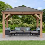 Yardistry Cedar Gazebo 12 ft. × 10 ft. with Aluminium Roof