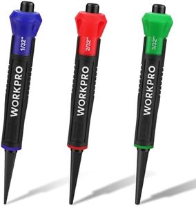 WORKPRO 3-Piece Nail Punch Set, Includes 1/32", 1/16", 3/32" Nail Setter, Color Coded Nail Set Tool with Shock-Absorbing Grip