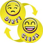 Dishwasher Magnet Clean Dirty Sign Indicator - Clean Dirty Dishwasher Magnet - Kitchen Dish Washer Magnet - Waterproof and Double Sided Flip with Bonus Adhesive Metal Plate (Yellow)