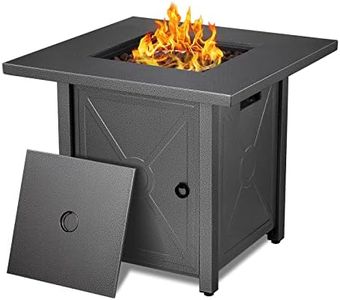 Havato Propane Fire Pit Table,50,000 BTU Gas Fire Pit Table,with Lava Rock,Glass Wind Cover,Imitation Rattan Weave Texture,Quick Auto Ignition Gas Firepit for Outside Picnic Backyard Garden