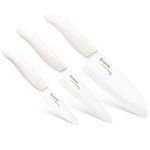 Kyocera 3 Piece Advanced Ceramic Revolution Series Knife Set, White