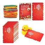 50pcs Duck Tag Kits, 3.5x2.4 Inch Cruise Rubber Ducks Labels with 50 Rubber Bands Duck Cards for Cruise Ducking Hiding for Winter Christmas Carnival Party Birthday Gifts Game Props (Christmas Style)