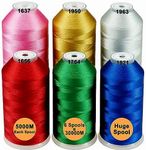 New brothread Set of 6 Christmas Colors Polyester Machine Embroidery Thread Huge Spool 5000M for All Embroidery Machines
