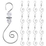 INCREWAY Ornament Hooks, 30PCS Silver S-Shaped Hangers Hook Swirl Christmas Tree Hanger Metal Hooks with Crystal Beaded