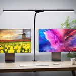 Quntis Desk Lamp, 31.5'' Desk Lamp Dual Light with Clamp, Anti-Blue Monitor Light Bar, 4 Brightness &4 Color Modes Office Lamp, Architect Eye-Caring Desk Light with Gooseneck for Home Office Study