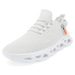 VGPSFN Mens Trainers Running Shoes Non Slip Gym Athletic Fitness Shoes Walking Trainers Ligthweight Comfortable Training Outdoor Sneakers White 9.5