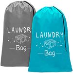 Sylfairy 2 Pack Extra Large Travel Laundry Bag, 24" x 36" Durable Rip-Stop Dirty Clothes Shoulder Bag with Drawstring, Wash Me Heavy Duty Travel Laundry Bag, Large Hamper Liner, Machine Wash