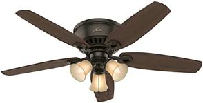 Hunter Fan Company Indoor 53327 52" Builder Low Profile Ceiling Fan with Light, 52 inch, New Bronze finish