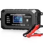 15Amp Car Battery Charger 12V/24V, 9-Stage Automatic Smart Battery Charger/Maintainer, Car Battery Repair and Desulfato for Car, Motorcycle, SUV, Truck, Boat, Lead Acid/Lithium/LiFePO4 Batteries