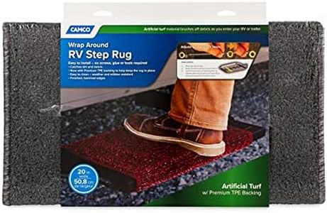 Camco 42939 RV Step Rug (Premium Wrap Around, Turf Material (22" x 20") - Gray)