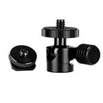 Koolehaoda Mini BallHead with 1/4" Hot Shoe Mount Adapter for Cameras Camcorders Smartphone Microphone Monitor Tripods Monopods