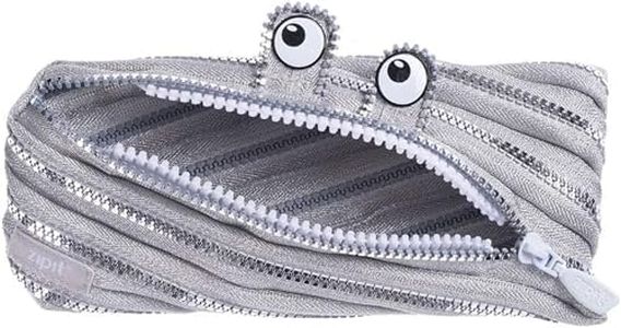 ZIPIT Monster Pencil Case for Kids | Pencil Pouch for School, College and Office | Pencil Bag for Boys & Girls (Silver)