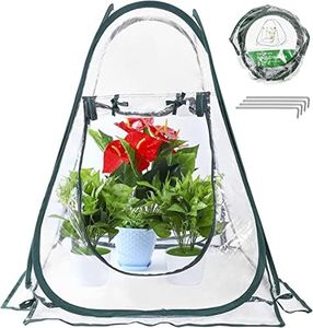 LATERN Pop Up Greenhouse Tent, Mini Grow House PVC Garden Flower Sunshine Room Portable Greenhouse Cover for Garden Plants Cold Frost Protect (70 x 70 x 80cm) - with 4Pcs Stakes