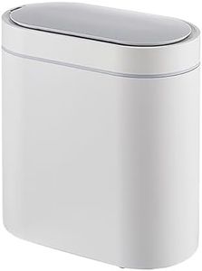 Automatic Trash Bin with Lid, Motion Sensor Garbage Can, 7 Liter Slim Plastic Wastebasket Rubbish Bin for Kitchen, Living Room, Bedroom, Office, White(No Battery)